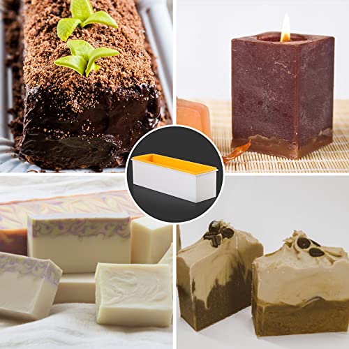2 Pcs Loaf Soap Mold with Plastic Box, Flexible Silicone Rectangular Mold 42oz, Swirl Making Tool for DIY Soap, Handmade Candles, Resin Casting, Homemade Desserts (Yellow) - color: Yellow