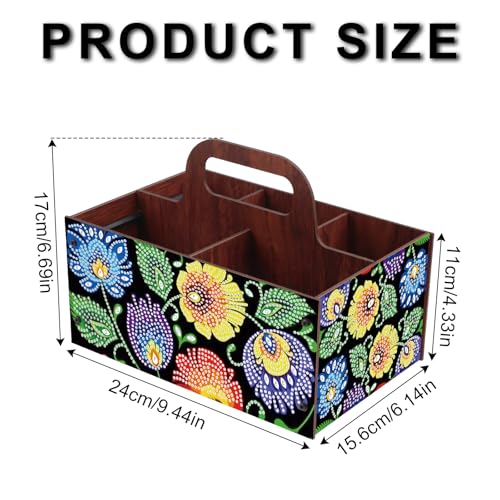 JZHYOAN 5D DIY Flower Multi-Compartment Diamond Art Storage Box Tabletop Organizer Decor Portable Storage Case Diamond Painting Rectangle Organizer Box with Handle for Storing Cosmetic Desktop Items