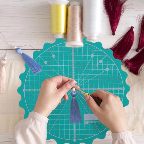 VOSAREA Rotating Cutting Mat Self-Healing Round Rotary Cutting Mat for Sewing Quilting Fabric Craft Projects Smooth Spinning Surface 9.05 Inch
