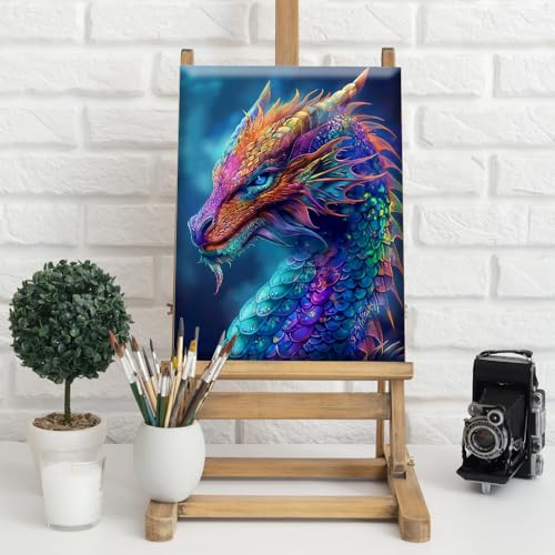 Natuyalo Framed Paint by Numbers for Adults Beginner, Dragon Acrylic Easy Paint by Numbers Kits with Frame Animals Art Craft Kits for Adults Suitable for Wall Decoration 12x16 Inch - color: Color-08