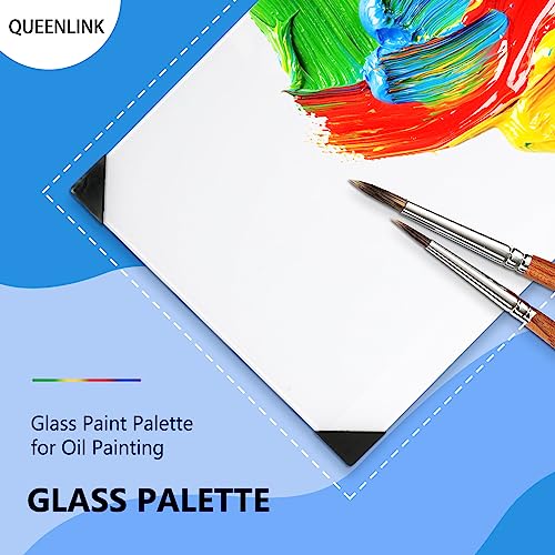 Glass Palette for Oil Painting, 12 x 9 Inches, Ultra White, Easy to Clean - color: 2pcs-white, size: 12" x 9" x 0.2"