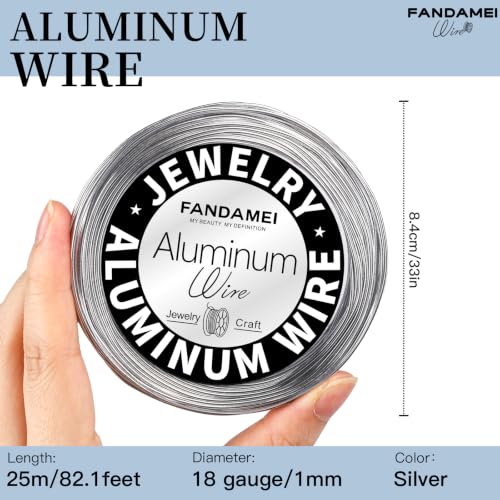 FANDAMEI Craft Wire 18 Gauge 82 Feet, Silver Wire for Jewelry Making, Aluminum Wire for Crafts, Sculpting, Beading. Metal Bendable for DIY, Christmas Floral Craft, Decoration, Jewelry Making - size: 18 Gauge