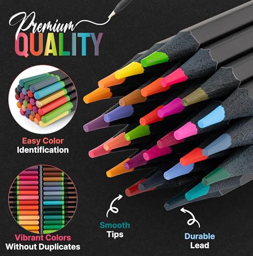 Black Widow Coloring Pencils for Adults Colored Books 36 Wax Core Crayons