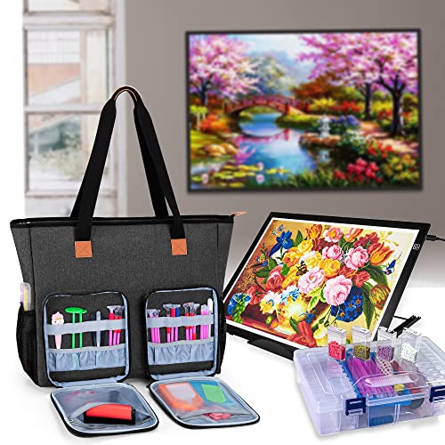 LUXJA Diamond Painting Carrying Case for A3 Light Pad, Black - color: Black