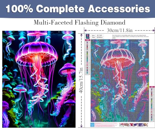 Zythron Diamond Art Kits for Adults,Glowing Jellyfish Diamond Painting Kits - color: Jellyfish