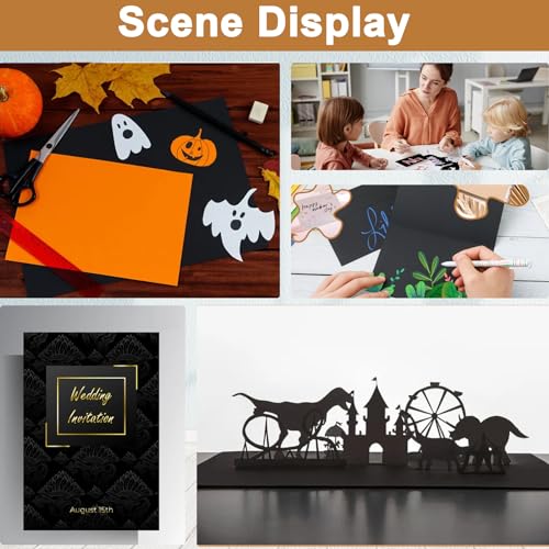 Silunkia 120 Sheets Shimmer Black Cardstock 8.5 x 11 Crafts Paper 92lb | Heavyweight Construction Paper Card Stock for Halloween, DIY Cards Making, Greeting Cards, Party, Wedding Invitations - color: Black, size: 120 Sheets
