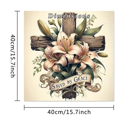 MBNTJHT Cross Paint by Numbers Kit for Adults,DIY Flowers and Cross Paint by Number Kits for Beginners,Unframed Digital Acrylic Art Painting Kits for Home Decor Gifts 16X16 Inch. - color: MT21681