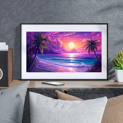 YOYA Large Diamond Art Kits for Adults, Beach Landscape, 27.5 x 15.7 Inch - color: Beach Sunset 025