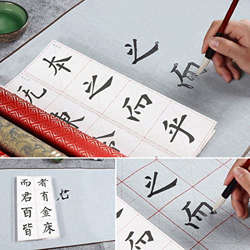 Chinese Calligraphy Practice Scroll Reusable 38x78cm Brocade | Water-activated mat, nonwoven fabric, 15x30.7 inch writing area, -friendly, mess- brush practice, por
