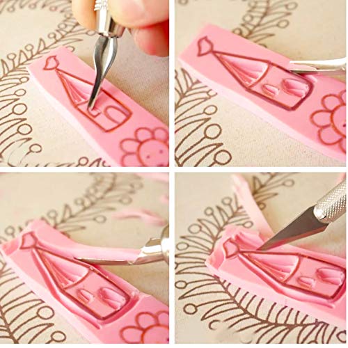 ZOENHOU 20-Count 4 x 6 Inch Pink Soft Rubber Carving Blocks, Crafts Stamping Blanks, Linoleum Blocks for Printmaking - color: Pink