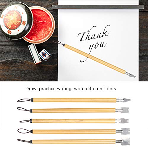Dip Pen, Natural Bamboo Material Calligraphy Pen, Manga Calligraphy Dip Pen 5Pcs for Artists Cartoonists(Parallel line pen nib set)