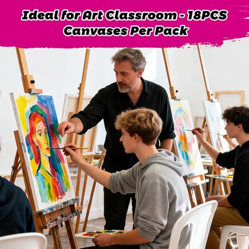 18Pack 8x10/11x14/14x18 inch Stretched Canvas for Painting, Triple Primed White Canvas for Painting, 5/8" Profile Cotton Professional Artist Quality Blank Canvas,Art Supplies for Acrylic, Oil - size: 18pk-8x10/11x14/14x18 inch