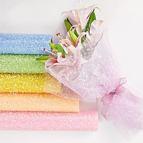 Korean Style Flower Wrapping Mesh Snow Dot Yarn Floral Bouquet Wrapping Paper Gift Packaging Supplies for Fresh Flowers,DIY Crafts 1Roll 19.7inch x 4Yard (Black) - color: Black, size: 1 Roll (Pack of 1)