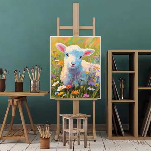 Natuyalo Sheep Paint by Numbers for Adults Animals DIY Paint by Numbers Acrylic Paint on Canvas Colorful Art Painting by Numbers Kits for Beginner 16x20 inch (Without Frame) - color: Color-03