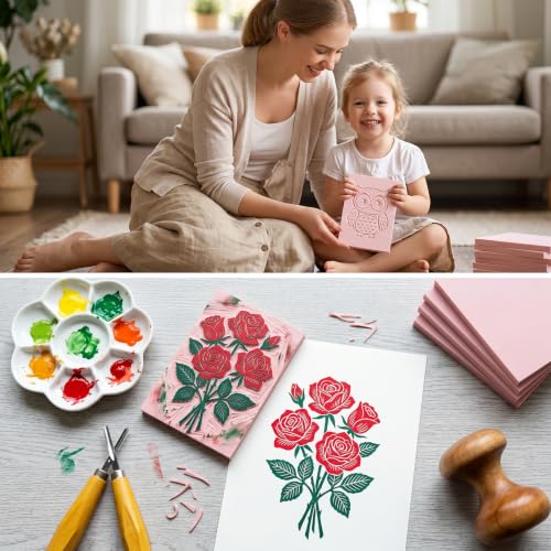 SGHUO 8pcs 4"x6" Pink Rubber Carving Blocks, 8mm Thick - color: Pink, size: 8PCS