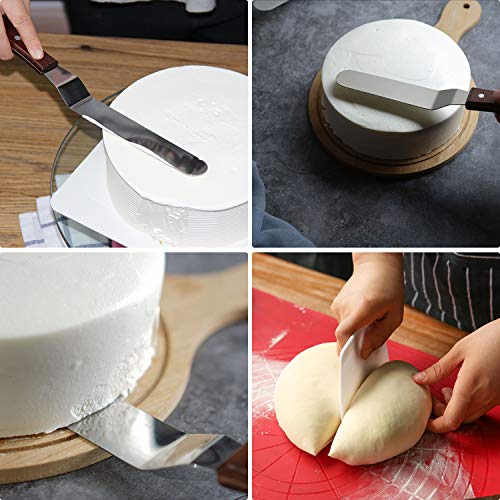 4 Pack Offset Spatula Set for Cake Decorating, Icing and Frosting Scraper