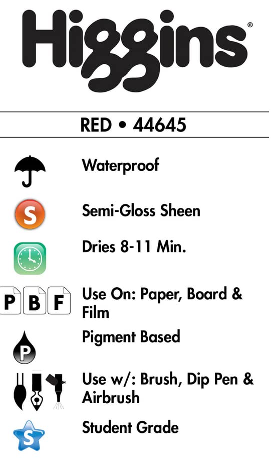Higgins Pigmented Drawing Ink, Red, 1 Ounce Bottle (44645) - color: Red