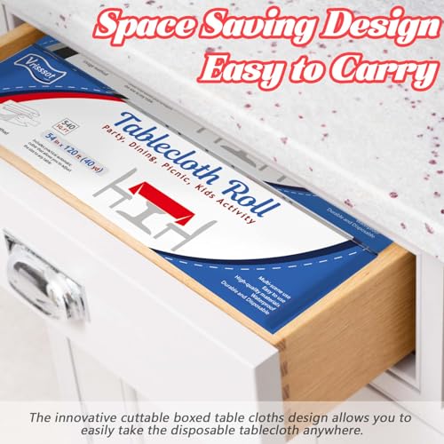 Red Table Cover Roll Disposable Tablecloth: 54in X 120ft Table Covers Plastic Table Cover Roll with Easy Slide Cutter Red Table Covers for Parties Disposable - color: Red, size: 1440" x 54" (Rectangular)