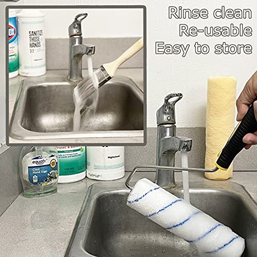 Allgala Paint Roller Kit 12-Piece Premium with Roller Frames, Covers, Steel Tray, Brush, Mixer, Masking Tape etc - TH10302 - color: 12-PC Metal