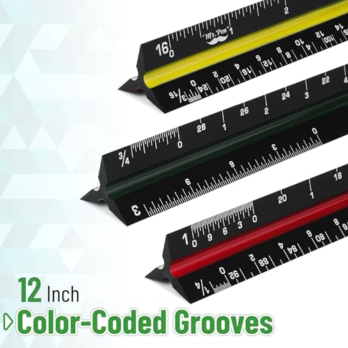 Mr. Pen- Architectural Scale, 12 inch, Black, Scale Ruler Contractor - color: Black, size: 1 Pack