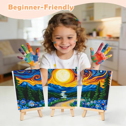 3 Piece Paint by Numbers Kit for Kids Easy Kid Paint by Number Kits Ages 8-12 Forest DIY Painting Kits for Kids Age 4-8 Beginner Paint by Number Canvas with Frame Children Color by Numbers Kit 8x12 In - color: Forest DIY Painting Kits for Kids