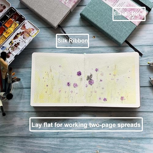 tumuarta Watercolor Sketchbook,140 LB, 300GSM, 100% Cotton, Cold Press - color: Purple, size: 6"x6"