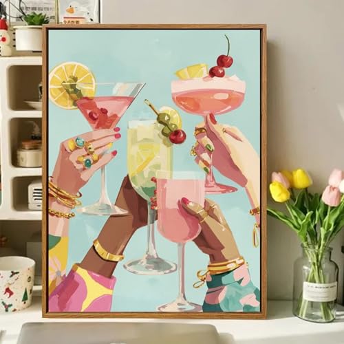 Paint by Numbers Kit for Adults, Adult Paint by Number Kits 16x20 Inch | Cocktail Paint by Numbers Kit for Adults, Acrylic Painting by Numbers, DIY Arts and Crafts for Gifts or Home Decor - color: Cocktail