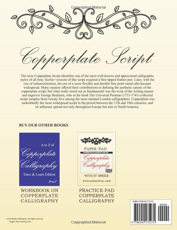 ASK Copperplate Calligraphy Portrait Paper Pad with 55 degree Slant Angle: Portrait pad version | Heavyweight Paper | Hand Lettering Practice Pad | Copperplate | Modern Calligraphy | Big11x8.5 inches