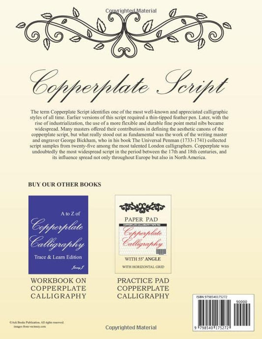 ASK Copperplate Calligraphy Portrait Paper Pad with 55 degree Slant Angle: Portrait pad version | Heavyweight Paper | Hand Lettering Practice Pad | Copperplate | Modern Calligraphy | Big11x8.5 inches