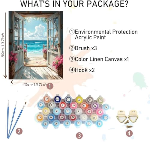 MBNTJHT DIY Scenery Paint by Numbers Kit for Adults on Canvas,Landscape Beach Digital Oil Painting Kit for Adults Beginner,Easy Scenery Acrylic Paint by Number Kits for Holiday Gifts 16X20 Inch. - color: MT20724