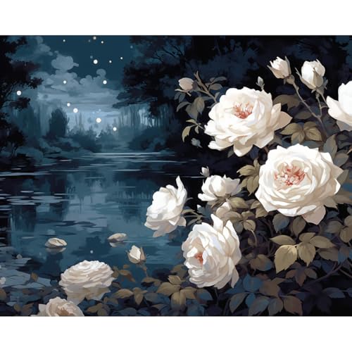 Craftoria Paint by Numbers for Adults 40"x50"cm Framed Mystical Blooms 48 Colors - color: Mystical Blooms - 48 COLORS, size: Framed