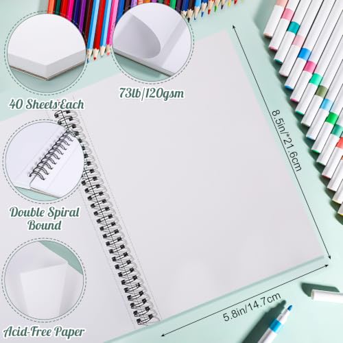 2 Pack 80 Sheets Marker Paper Pad, 5.8x8.5 Inch Bleedproof Art Sketch Pad, 73lb/120gsm Drawing Paper Spiral Sketch Book, Painting Coloring Alcohol Marker Paper for Beginners Artists Gift - size: 5.5×8.5 Inch (2 pack)