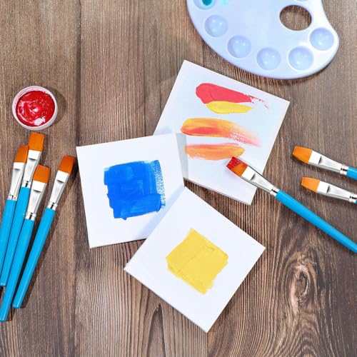 Zonon 10 Pcs 3/4 Inch Flat Paint Brushes Acrylic Painting Craft,Blue - color: Sky Blue
