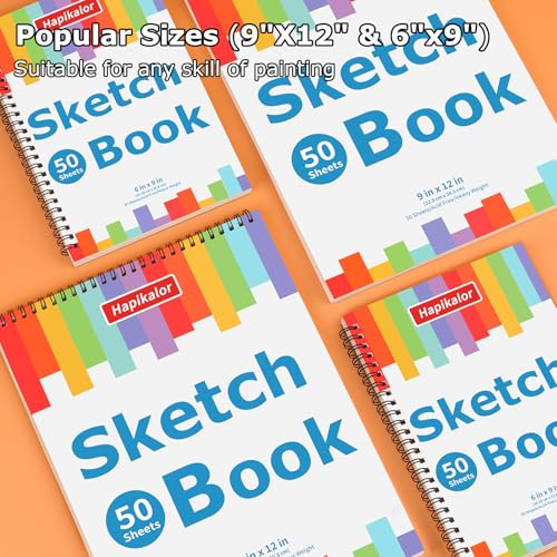 9" x 12" Sketch Book, 4-Pack 50 Sheets Spiral Bound Art Sketchbook Notebook - size: 9" x 12"(Pack of 4)