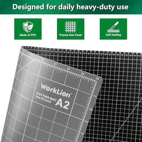 WorkLion Cutting Mat for Sewing: 24''x18'' Double-Sided Sewing Cutting Mat, 5-Ply Rotary Cutting Board for Sewing, Quilting & Crafts, Grey/Black - color: Black/Gray, size: 24"L x 18"W