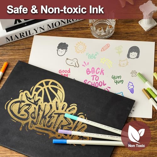 YITHINC Metallic Markers, 30 Fine Point Scrapbook Pens for Black Paper