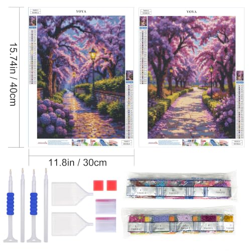 YOYA 2 Pack 5D Landscape Diamond Art Kits for Adults 12x16 Inch - color: Landscape 033