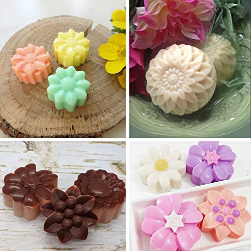 Sakolla 2 Pack Silicone Soap Molds, 6 Cavities Different Flower Shapes Silicone Mold, Perfect Making for Soap, Lotion Bar, Bath Bombs (Pink + Blue) - color: Flower/Pink & Blue