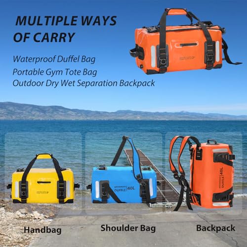 ESONE Dry Bags Waterproof Backpack for Men/Women Dry Bags for Kayaking Waterproof Backpack for Travel Dry Bag Backpack Waterproof Duffel Bag Applicable Boating Camping Paddle Board Surfing(40L) - color: Orange, size: 40L