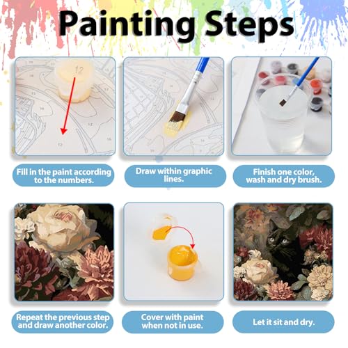 Cat Paint by Numbers Kit for Adults, Adult Paint by Number Kits 16x20 in - color: Cat