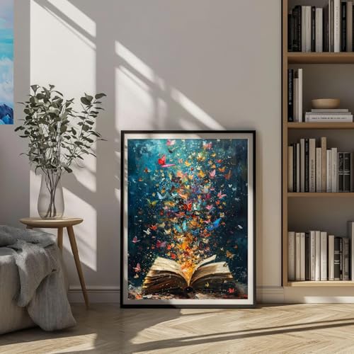 PHANTASYART Book Paint by Numbers Kit for Adults 16x20inch | Book Adult Paint by Numbers, Books Canvas Paint by Numbers for Adults, DIY Acrylic Paint Kit for Gifts Home Decor - color: Vintage Book, size: 16x20inch