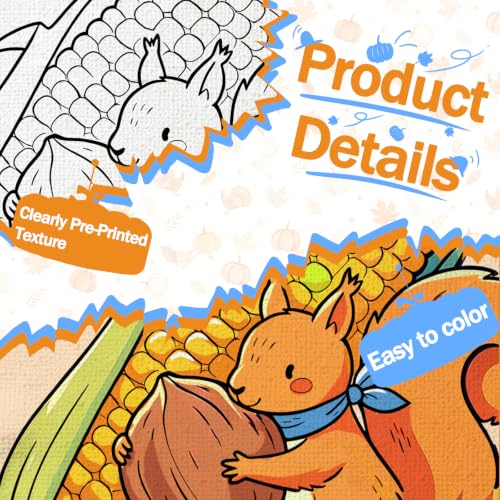 Niteform Pre Drawn Canvas to Paint, Pre Printed Canvas Boards, Pre Stretched Outline Painting Kits for Beginners, Adults, Party Favors & Spring Craft Activities (6 * 6-Thanksgiving) - style: 6*6-Thanksgiving