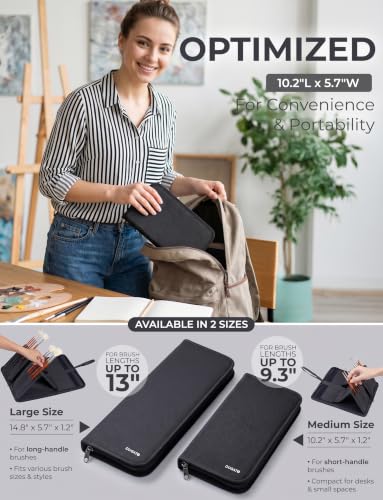 DUGATO Short Brush Holder & Organizer, Canvas Case 5.4 x 10.7 in, Black (Pack of 2) - color: Black, size: Medium 5.4x10.7 inches (Pack of 2)