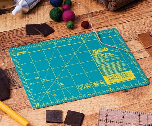 OLFA 6x8" Self-Healing Rotary Cutting Mat (RM-6x8) - Double-Sided, Green