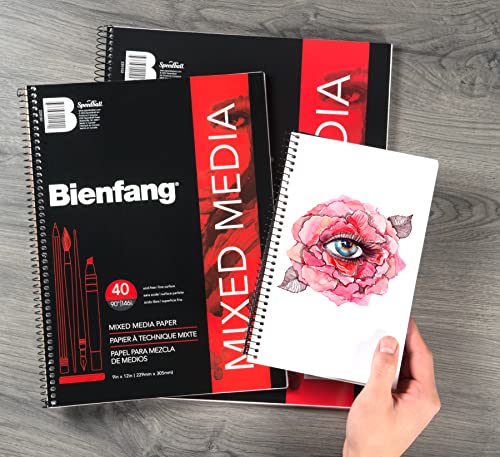 Bienfang Mixed Media Pad, 5.5x8.5 Inches, 40-Sheets Artist Paper, Spiral-Bound Sketchbook, 90lb,146gsm - size: 5.5" x 8.5"