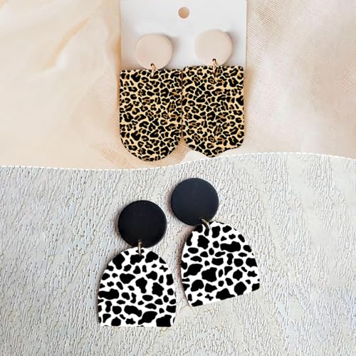 15 Pcs Transfer Paper for Polymer Clay, 3 Design Leopard Cow Abstract Floral Pattern Water-Soluble Clay Transfer Sheets for Crafting Soft Ceramic Earrings Jewelry & Polymer Clay Molds - color: 3 Pattern Sets