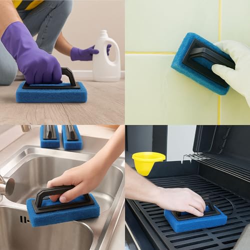 4 Pcs Screen Printing Scrub Pad with Handle – Screen Print Ink Scraper Remover for Reclaiming Mesh, Screen Printing Ink Cleaner & Accessories for Screens, Squeegees and Frames