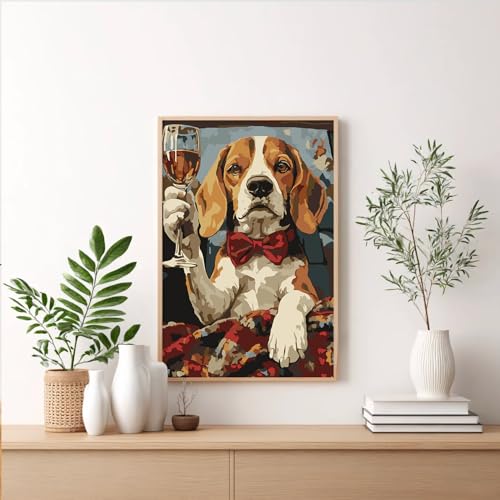 Framed Paint by Numbers Kit for Adults Beginner & Kids Ages 8-12, Funny Dog Adult Paint by Numbers with Frame, without Easel, DIY Acrylic Number Painting for Adults for Home Decor Gift 8 x 12 Inch - color: XM-OP-F-Dog-2030