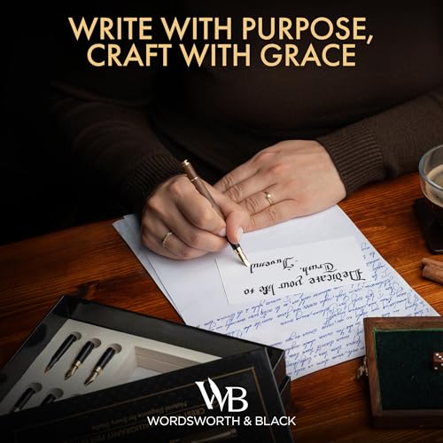 Wordsworth & Black Luxury Bamboo Brown Calligraphy Pen Set, 6 Nibs - color: Brown Wood