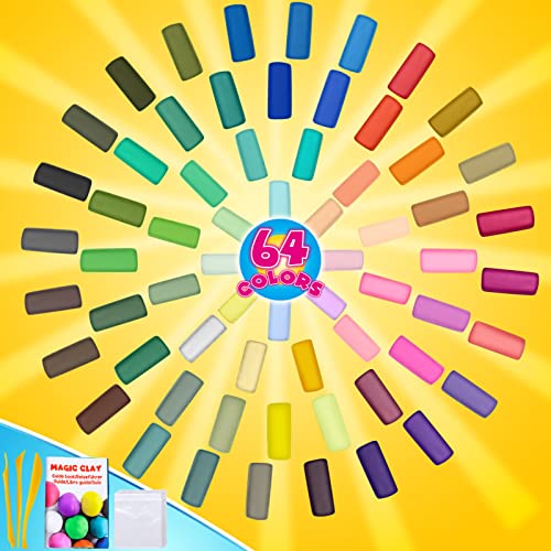 ESSENSON Air Dry Clay 64 Colors, Modeling Clay for Kids, DIY Molding Magic Clay, Gift for Kids - color: 64 Colors